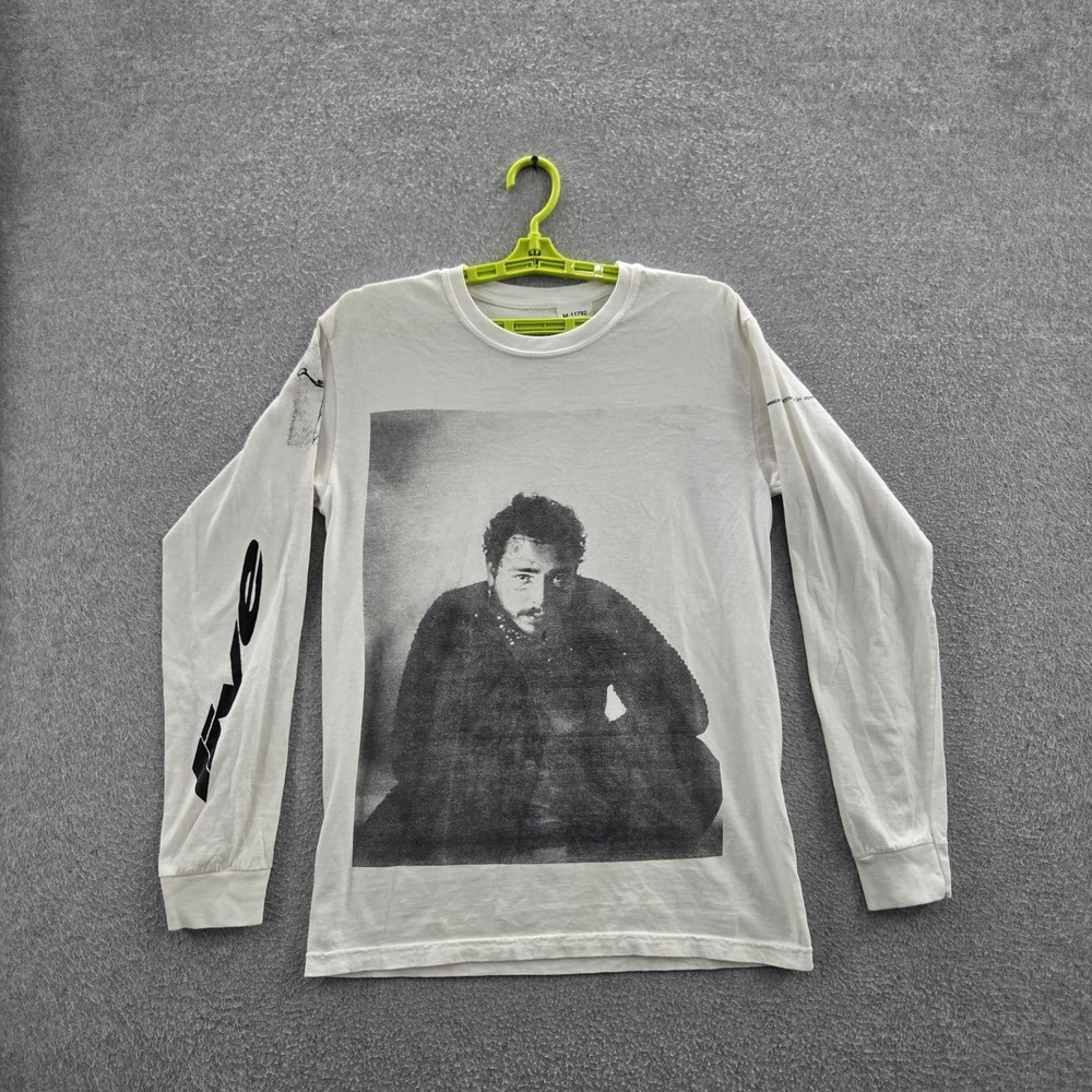 Post Malone Men Shirt S White Tour Dates Portrait Band Tee Long Sleeve